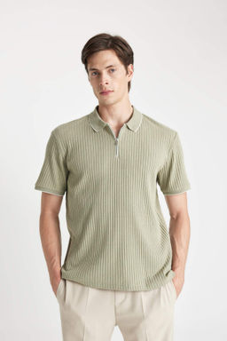 Slim Fit Fermuarl? K?sa Kollu Polo Tisort - Defacto фото 9