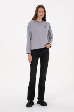 Kad_n Siyah Slim Flare Fit Jean Pantolon