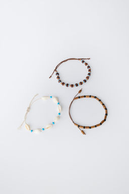 PACK TRES PULSERAS ABALORIOS CONCHAS / Marr?n - Zara фото 3