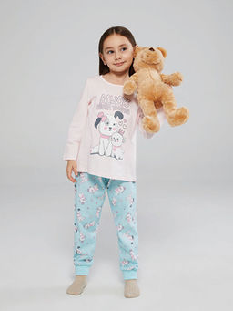 Bisiklet Yaka Bask?l? K?z ?ocuk Pijama Tak?m?