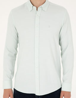 Рубашка Slim Fit зеленая с длинным рукавом