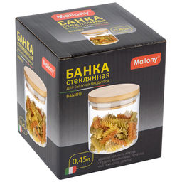 Стеклянная банка для сыпучих продуктов с крышкой BAMBU, объем: 0,45 л арт.004451 /Mallony/  фото 4