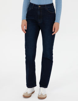 Lacivert Straight Fit Jean Pantolon
