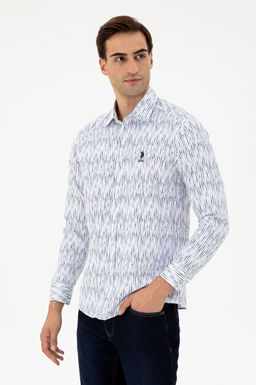 Мужская белая рубашка с длинным рукавом