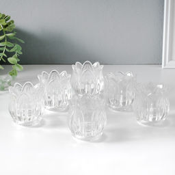 Цена за 2шт. Стеклянный подсвечник на 1 свечу Подснежник, прозрачный, 7?7?7 см