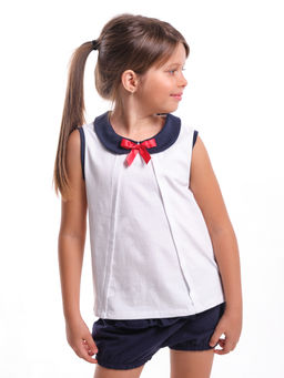 Футболка для девочки UD 1681 белый/синий