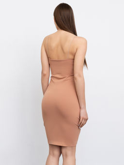 Облегающее платье на тонких бретелях бежевый 152410 - Mark formelle фото 3