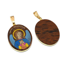 Кулон из обсидиана овал с окантовкой " Ангел-Хранитель" 20*30мм.