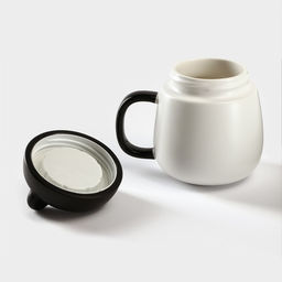 Кружка керамическая с пластиковой крышкой «Панда», 400 мл, цвет белый и чёрный