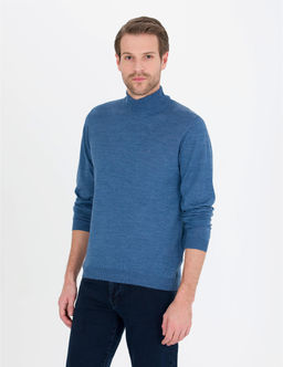 Mavi Slim Fit Yar_m Bal_k__ Yaka Y_n Kar___ml_ Basic Triko Kazak