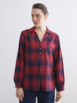 G?mlek Yaka Ekose Bluz