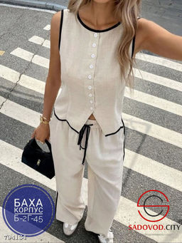 Костюм летний без рукавов с брюками