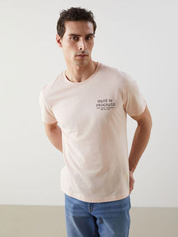 Bisiklet Yaka K?sa Kollu Bask?l? Penye Erkek Ti??rt