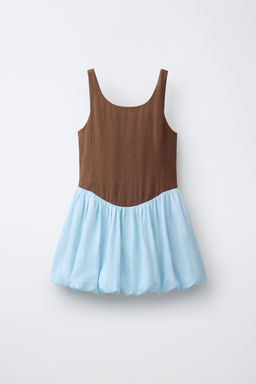 VESTIDO COLOR BLOCK 100% LINO / Marr?n - Zara фото 3