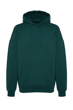Yesil Oversize/Genis Kesim Kapusonlu Ici Polar/S?cak Tutan Sweatshirt TMNAW23SW00195