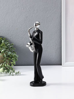 Сувенир полистоун "Саксофонист" чёрный с серебром 7х8,5х27,5 см