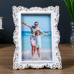 Фоторамка пластик 10х15 см "Мелкие цветы" белая 19.2х14,5  см