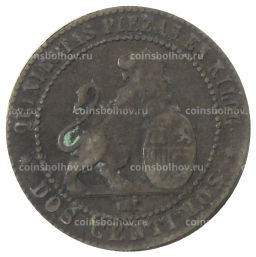 Монета 2 сентимо 1870 года Испания