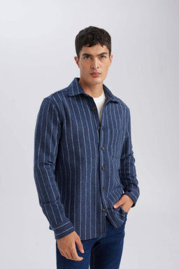 Рубашка в полоску с длинным рукавом и воротником-поло обычного кроя Lumberjack - Defacto фото 4