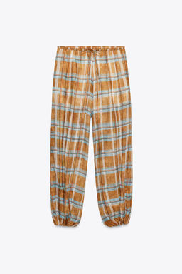 ZW COLLECTION RAMIE CHECK BALLOON TROUSERS - Zara фото 7