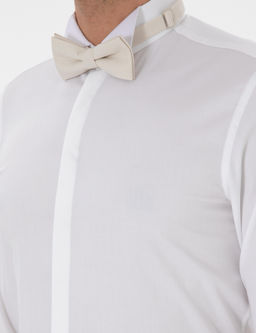 Beyaz Slim Fit Pamuk Kar___ml_ Ata Yaka Smokin G_mlek