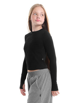 Лонгслив трикотажный спортивный с вырезом для пальца 22-7695 черный - Mini maxi фото 8