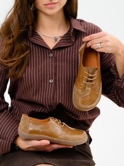 Босоногие туфли 188.natabr.Карамельный наплак+карамельная замша