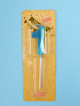 Цена за 2 шт. Свеча в торт на шпажке «Грань», цифра 1, голубая, 5 см