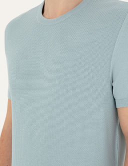 A__k Mavi Slim Fit Bisiklet Yaka Triko Ti__rt - Pierre cardin фото 7