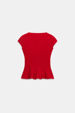 TOP PEPLUM BOTONES / Rojo - Zara фото 7