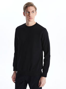Bisiklet Yaka Uzun Kollu Erkek Kal?n Sweatshirt
