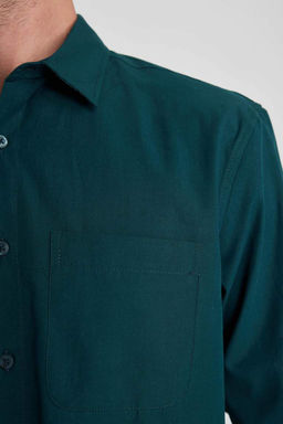 Рубашка из поплина с длинным рукавом стандартного кроя - Defacto фото 7