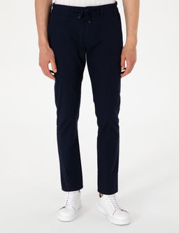 Lacivert Slim Fit Keten G_r_n_ml_ Kanvas Pantolon
