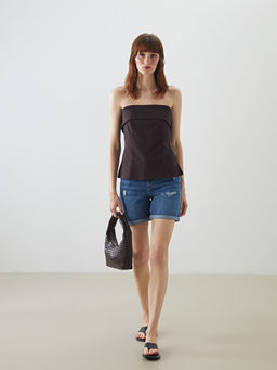 Шорты джинсовые женские Boyfriend Fit с рваными деталями