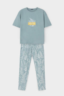 Е 20142/пыльно-голубой,лесной гербарий пижама жен