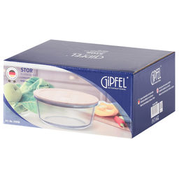 51958 GIPFEL Контейнер стеклянный STOR 640мл/O15х6,5см, круглый с крышкой. Материал: боросиликатное стекло, бамбук, силикон  фото 5