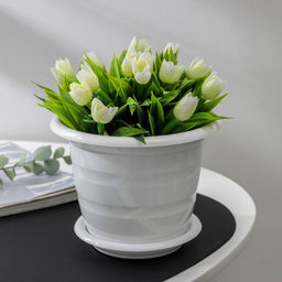 Цена за 3 шт. Горшок для цветов с поддоном «Виола», 1 л, пластиковый, белый