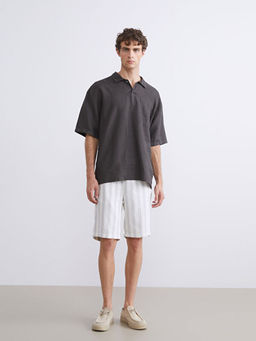 Regular Fit K?sa Kollu %100 Keten Erkek G?mlek