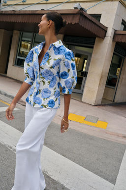 FLORAL PRINT POPLIN SHIRT - Zara фото 12