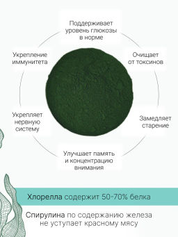 Спирулина + Хлорелла порошок 150г - Sneko Gold фото 8