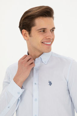 Мужская голубая базовая рубашка с длинным рукавом - U.s. polo assn фото 2