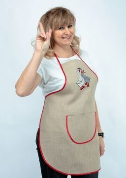 Фартук с вышивкой модель ЛП 34 Гуси лен 100% - Лен поволжья фото 2