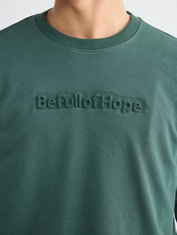 Bisiklet Yaka Bask?l? Erkek Sweatshirt