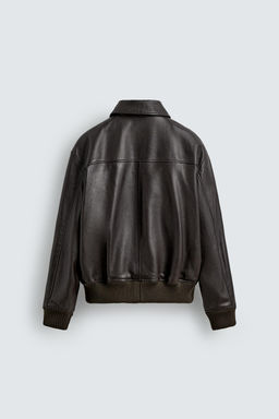 RELAXED FIT LEATHER JACKET - Zara фото 16