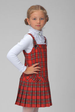 Красный сарафан для девочки Инфанта, модель 0201