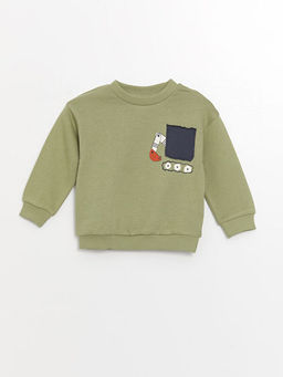 Bisiklet Yaka Bask?l? Erkek Bebek Sweatshirt ve E?ofman Alt 2li Tak?m - Waikiki фото 2