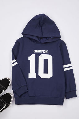 K?rm?z? Erkek Cocuk Slogan Bask?l? Kapusonlu Orme Sweatshirt TKDAW25SW00039 - Trendyolmilla фото 3