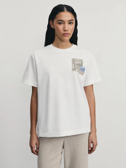 Футболка из хлопка с нашивками / Zarina  фото 3