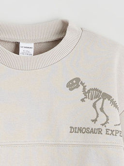 Dinozor Bask?l? Erkek ?ocuk Sweatshirt