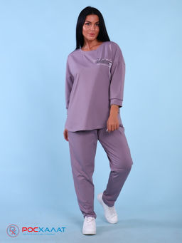 Трикотажный костюм с брюками пастельно-лиловый К-59 (5)